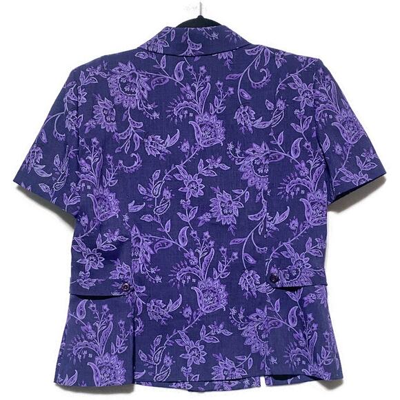 Sag Harbor Top Women's Size 14 Purple Button Up Polyester Short Sleeve - Picture 2 of 6